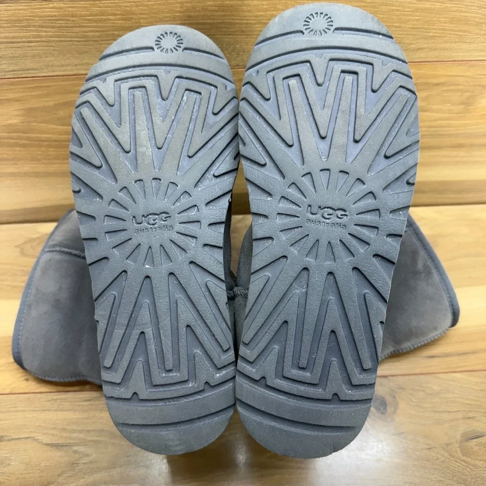 UGG Classic Tall Gray Grey Suede Boots Womens 10 Shearling Fur Cozy Cottagecore